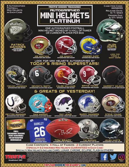 2023 Tristar Hidden Treasures Football Autographed Mini Helmet Platinum Edition Hobby Box