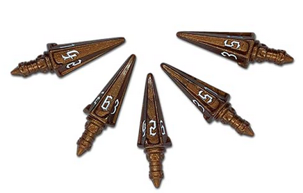 Dice - PolyHero Dice - D6 Set (5 ct.) - The Warrior - Swords - Top Brass & Fang White