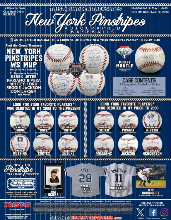 2024 Tristar Hidden Treasures New York Pinstripes Autographed Baseball Box