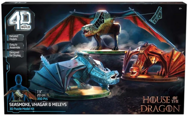 House of the Dragon - Seasmoke, Vhager, and Meleys 4D Puzzle (350+ Pcs.)
