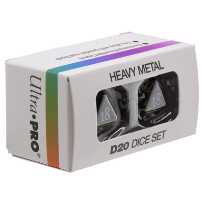 Dice - Ultra Pro - D20 Set (2 ct.) - Heavy Metal - Vivid Black