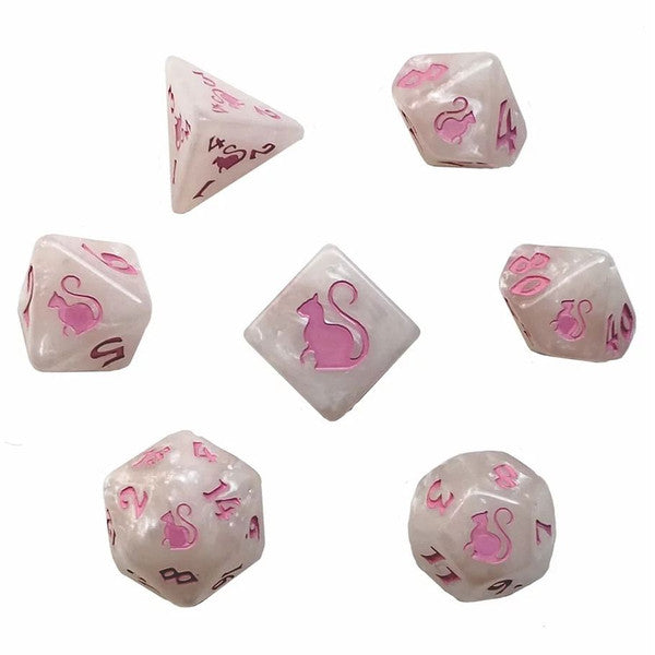Dice - Black Oak Workshop - Polyhedral Set (7 ct.) - 19mm - Kitty Clacks - Marie