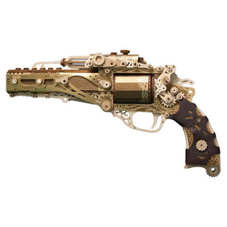 Steampunk Revolver - Gold - 3D Wooden Puzzle