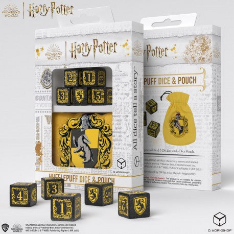 Dice & Dice Bag - Q-Workshop - D6 (5 ct.) - 16mm - Harry Potter - Hufflepuff Dice & Pouch