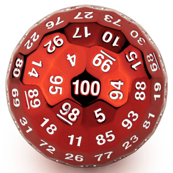 Dice - Hymgho - 50mm - d100 - Metal Titan's Fist - Red/White