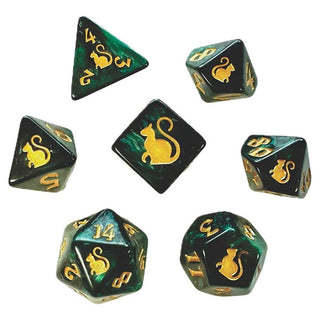 Dice - Black Oak Workshop - Polyhedral Set (7 ct.) - 19mm - Kitty Clacks - Loki