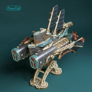 MFantasy Airship - Steampunk Airship - 20,000 Leagues Under the Sea - Grey - 3D Wooden Puzzle