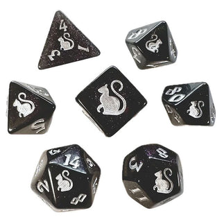 Dice - Black Oak Workshop - Polyhedral Set (7 ct.) - 19mm - Kitty Clacks - Sirius