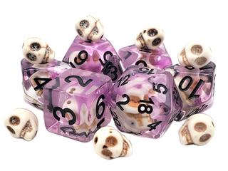 Dice - Old School - Polyhedral Set (7 ct.) - Infused - Skull w/ Purple