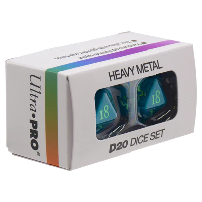 Dice - Ultra Pro - D20 Set (2 ct.) - Heavy Metal - Vivid Teal